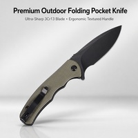 Couteau pliant tactique en acier inoxydable noir sur mesure OEM, vente en gros, outil de survie et de sauvetage de poche pour kits d'urgence en extérieur