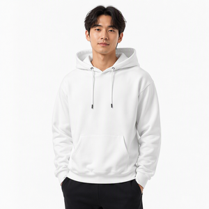 เสื้อฮู้ดผู้ชายสีขาวแบบกำหนดเอง เสื้อฮู้ดสวมหัวลำลอง สไตล์สตรีทแวร์ - Product Image 1
