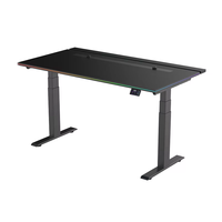 Bureau de jeu électrique multifonctionnel à double moteur RGB, bureau de jeu moderne réglable en hauteur, table d'ordinateur ergonomique à levage électrique