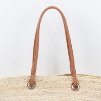 Sac fourre-tout d'été en paille de maïs écologique tressée avec logo personnalisé, œillets métalliques et poignée en cuir roulé, sac à bandoulière