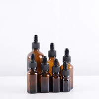 5ml 10ml 15ml 20ml 30ml 50ml 100ml Bouteille en verre ambré Flacons compte-gouttes d'huile essentielle en verre vide avec bouchons compte-gouttes en plastique noir