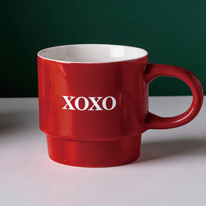 Taza de Cerámica Roja <span class=keywords><strong>XOXO</strong></span> - Taza de Café de 16 oz con Estampado Blanco, Regalo del Día de San Valentín para Ella - Product Image 1