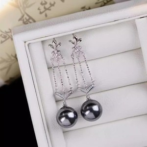 22434DIY Accessoires en perles Argent 925 Boucles d'oreilles pendantes avec perles rondes de 9-13 mm Plateau vide Bijoux en argent tendance - Product Image 1