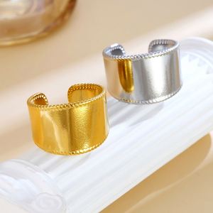 Wholesale 18K Gold Plated Vintage Women's Concave <b>Ring</b> <b>Adjustable</b> Opening Stainless Steel Jewelry for Wedding and Engagement - Product Image 2
