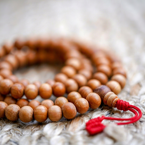 Custom Made Riddhi Siddhi Sandalwood Mala Beads Personalized Intention Wooden Jewelry Round Natural Dark Golden Brown Rajasthan - Product Image 1