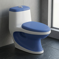 WC monobloc en céramique blanc-orangé, 300 mm, avec vanne de chasse WDI à double chasse, à poser au sol