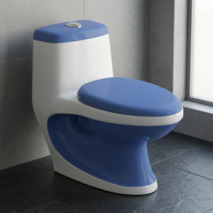WC monobloc en céramique colorée blanc et orange, modèle économique, en promotion - Product Image 4