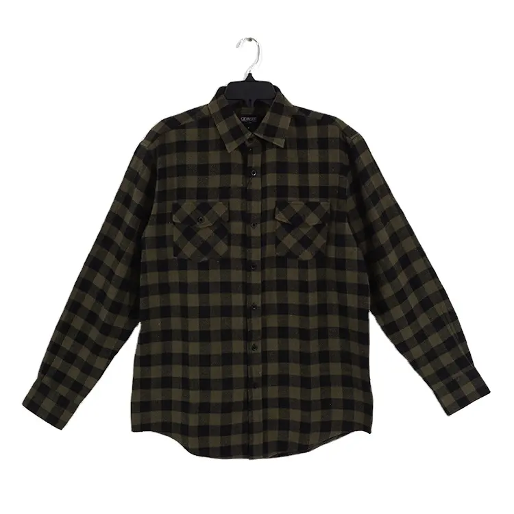 Wholesale customized color jacket flannel check printed long sleeve shirts for men