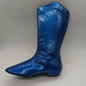 EVk230903 Bottes de danse personnalisées en cuir rouge avec semelle en daim pour femmes, chaussures Salsa Jazz Party Cheerleading à talons bas - Product Image 2