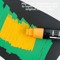 Marqueur de stylo graffiti pour affiche publicitaire, 15 mm, plastique, effaçable à l'air, 6 couleurs, pointe de pinceau oblique pour l'écriture sur papier