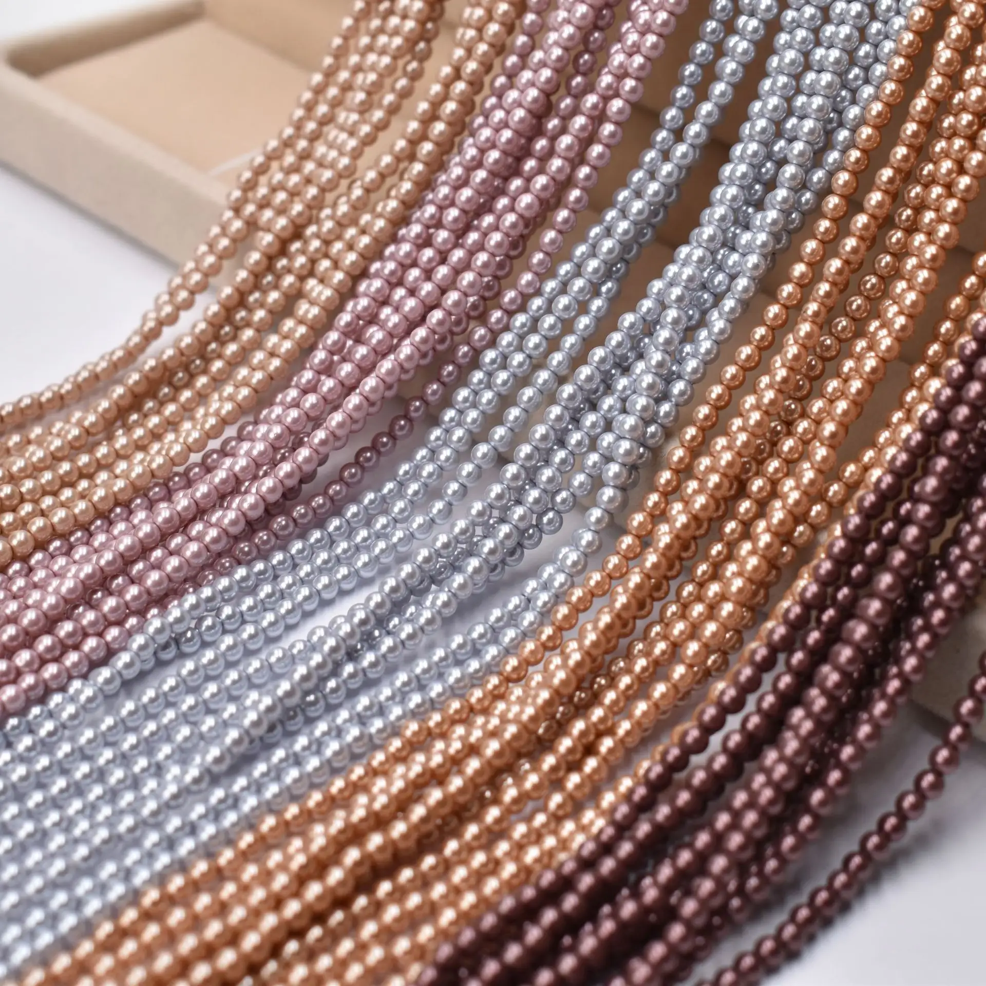3mm perle di perle di perle di conchiglia all'ingrosso perle di vetro rotonde per la creazione di gioielli