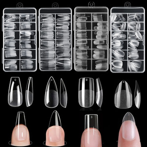 Faux ongles en ABS transparents, forme amande française, à presser, pour manucure - Product Image 1