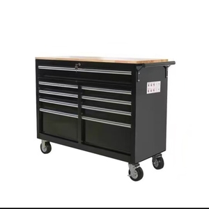 Banc de travail de <span class=keywords><strong>garage</strong></span> personnalisé avec dessus en <span class=keywords><strong>bois</strong></span>, 9 tiroirs, boîte à outils, armoire de rangement portable pour atelier, coffre à outils en métal avec roulettes - Product Image 5