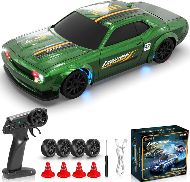 YT 1/43 Scale Mini RC Drift Cars with Gyro 4WD Full Proporitonal High Speed Remote Control Car with LED Lights Drifting Tire