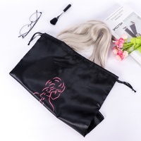Pochette en satin avec cordon de serrage, personnalisable avec logo, impression par transfert thermique, sac en soie pour perruques et extensions capillaires