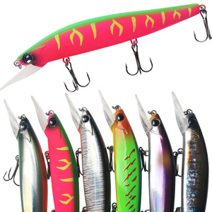 Señuelo Minnow de 115 mm y 14 g con triple anzuelo, hundimiento lento, labio largo, cebo artificial para pesca de lubina en agua dulce - Product Image 1