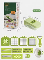 Mandoline manuelle tout-en-un 8-en-1 en plastique PP, hachoir à légumes, spiraleuse, coupe-légumes, râpe