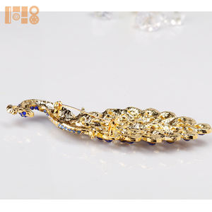 超大型サファイアピーコッククリスタルラインストーンブローチ子供用ウェディングジュエリーピンアクセサリー - Product Image 6