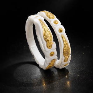 En stock – Ensemble Sakha plaqué or 24 carats, accessoires de mode, paire de bracelets traditionnels pour femmes, par des exportateurs indiens - Product Image 1