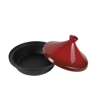 Tagine rond <span class=keywords><strong>en</strong></span> <span class=keywords><strong>fonte</strong></span> - Ustensile de cuisine oriental rouge avec couvercle <span class=keywords><strong>en</strong></span> <span class=keywords><strong>fonte</strong></span> - Compatible induction et four, parfait pour les recettes de <span class=keywords><strong>tajine</strong></span> marocain - Product Image 2