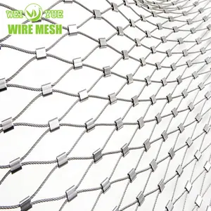 Rede de aço inoxidável para jardim zoológico, rede flexível de malha de corda em aço inoxidável 316 304