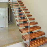 Escalier préfabriqué de luxe moderne en bois à poutre simple avec poutre centrale