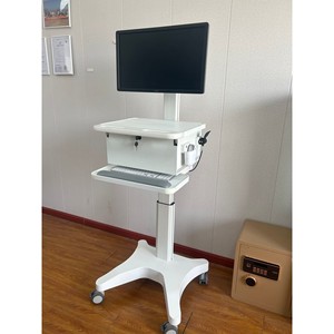 Chariot médical informatique Lm H1-Pn 1030x700x550mm, chariot mobile d'infirmière réglable en hauteur avec plateau pour clavier et support pour moniteur - Product Image 1