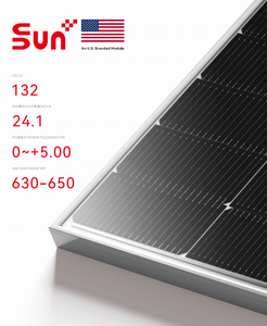 Panneau solaire bifacial Sunplus LYCHEE N-Type 630-650W double verre, efficacité 24,1 %, 144 cellules, stock entrepôt US - Product Image 1