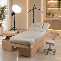 Table de soin esthétique à 4 moteurs avec design imitation bois pour spa médical et esthétique, lit de traitement pour esthéticienne, lit d'épilation pour esthéticienne