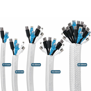 Organización de cables de poliéster Manga trenzada Entrada lateral dividida Cubierta de alambre de coche Envoltura de colector Tipo de envoltura en <span class=keywords><strong>espiral</strong></span> - Product Image 1