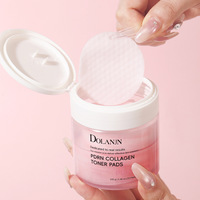 Pabrik OEM DOLANJN Salmon Pdrn Pads Pink Centella Collagen Jelly Korean Gel Niacinamide Cotton 3-Layer 155g Toner Pads