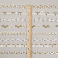 Dentelle soluble à l'eau en fil d'or, garnitures en dentelle de polyester brodées sur mesure avec logo pour la décoration de robes Lolita