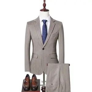 Navsegda-traje de negocios informal para hombre, traje de rayas verticales, de lana, dos conjuntos, primavera y otoño, novedad de 2021