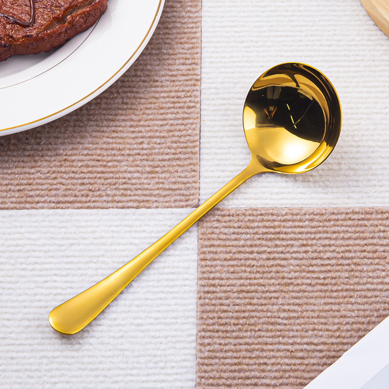 Modern Disposable Soup Drain Spoon Thickened Gold Stainless Steel for Hotel Buffet & Public Serving for Giveaways · image 3