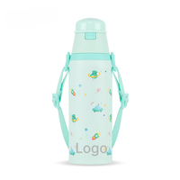 Bouteille d'eau isotherme sous vide, ouverture à une touche, verrou de sécurité, acier inoxydable, bouteille à boire pour enfants avec bandoulière amovible