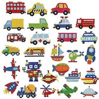 Lot de mini-autocollants de peinture diamantée Songwoo pour enfants : véhicules de transport, dessins animés (voiture, bus, avion, robot) – Peinture diamantée DIY