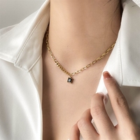 Collier Bowei carré en zircon, élégant, pour femme, collection printemps