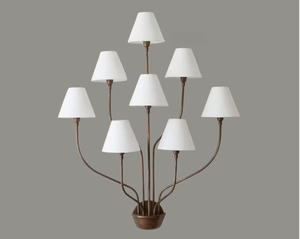 Contemporary Brass Multi Arm Wall <b>Light</b> with White Shades Modern Designer Sconce for <b>Bedroom</b> Living Room Home Decor - Product Image 5