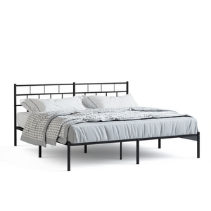 <b>Black</b> Powder Coated Full Metal Bed <b>Frame</b> Elegant Steel Box Spring Bedroom Furniture - Product Image 1