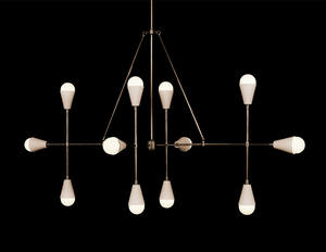 Estilo americano diseñador creativo cobre comedor sala de estar isla candelabro lineal colgante luz aparato - Product Image 5