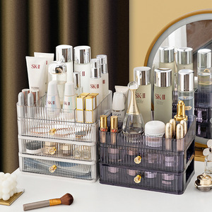 Caja de almacenamiento de cosméticos acrílica con cajones, organizador de maquillaje a prueba de polvo para el cuidado de la piel, soporte de escritorio para pinceles de lápiz labial - Product Image 1