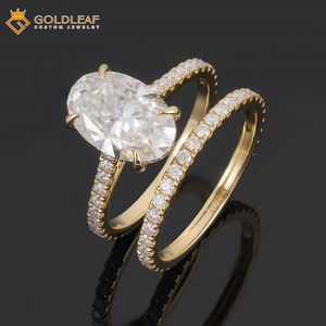 Anillos de Pareja de Moissanita con Corte Ovalado Chapados en Oro de 10K Goldleaf Luxury, Anillos de Compromiso y Boda con Engaste de Garras, Certificados y a la Moda - Product Image 4