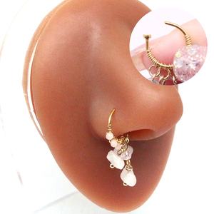 Gaby-anillos de acero inoxidable para la <span class=keywords><strong>nariz</strong></span>, joyería para el cuerpo, varios colores, piedra natural - Product Image 4