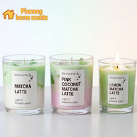 Großhandel Sommer Ins-Stil OEM Kundenspezifische Geschenk-Matcha-Tasse Gelee-Wachs Duftende Glasbecher-Kerzen für Geschäfts- und Firmengeschenke