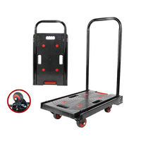 Chariot à plateforme compact en acier robuste de 200 kg, chariot à plateforme portable rétractable à quatre roues, chariot à bagages pliable, chariot à main, chariot