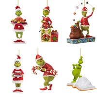 Pendentifs 2D Grinches en acrylique plat à suspendre pour sapin de Noël, décorations de Noël amusantes et mignonnes, vente chaude