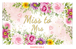 Tùy chỉnh mr. & Mrs. thanh lịch màu trắng hoa đám cưới Backdrop 70.8x 43.3in bền Polyester biểu ngữ cho engagement, Bridal showers OEM - Product Image 4