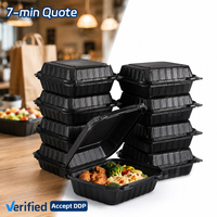 SOTON Zwarte Afwasbare MFPP Scharnierende Clamshell Lunchbox Draagbare Herbruikbare Plastic Fastfood Verpakking BPA Vrij Groothandel Bulk