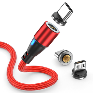 Cable USB magnético de rotación de 9 pines 360 | Cable de carga y datos universal 1M 2M 3M 3M a tipo <span class=keywords><strong>C</strong></span>/Micro/iProduct 3 en 1 - Product Image 1