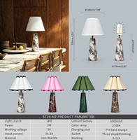 Lampe de table en marbre moderne nordique 2700K avec commande tactile, batterie rechargeable, design sans fil pour la décoration de la maison et des hôtels de luxe